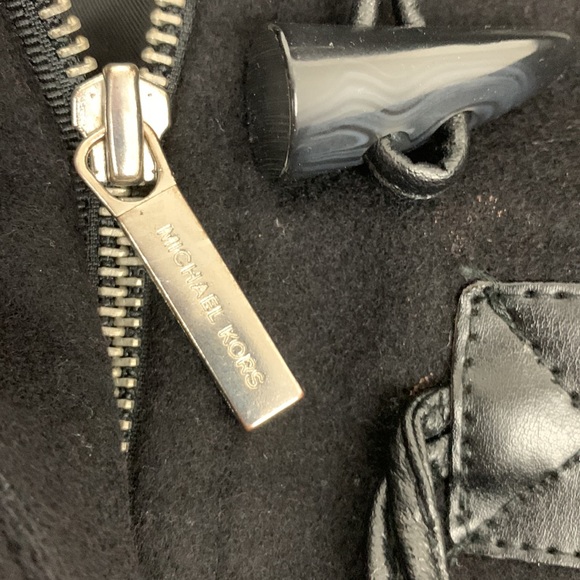 Michael Kors Wool Pea Coat Jacket Black Hooded Size 8 Pockets Snap buttons - Picture 6 of 16